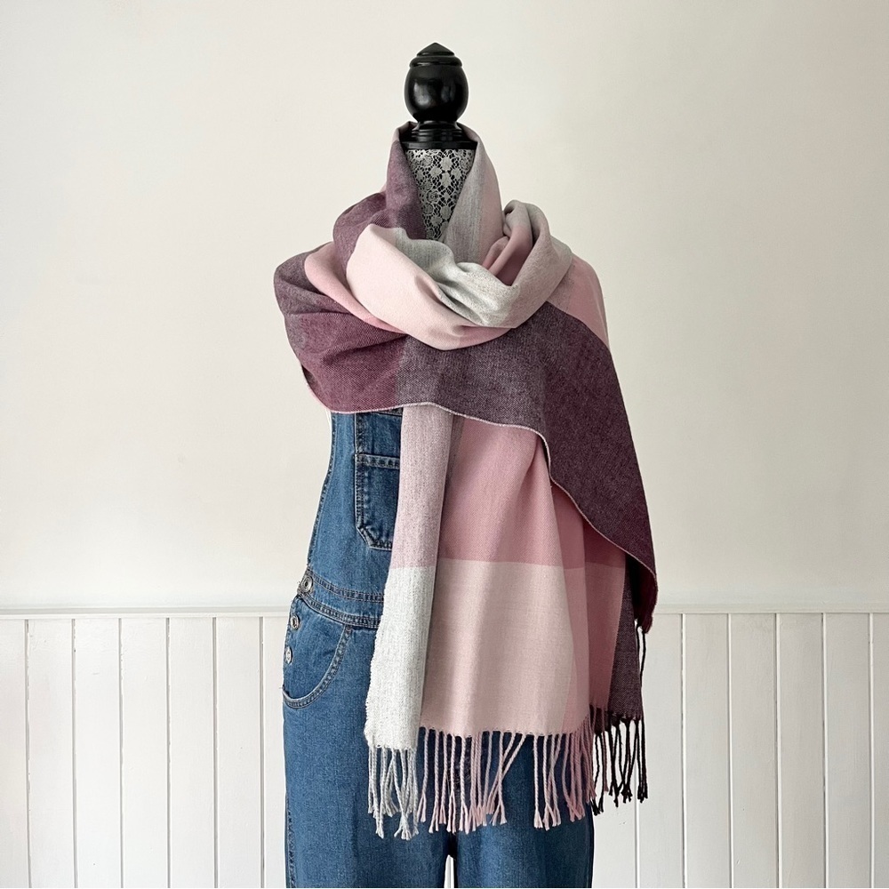 Love & Lore Soft Plaid Fringed Scarf - Picture 10 of 10